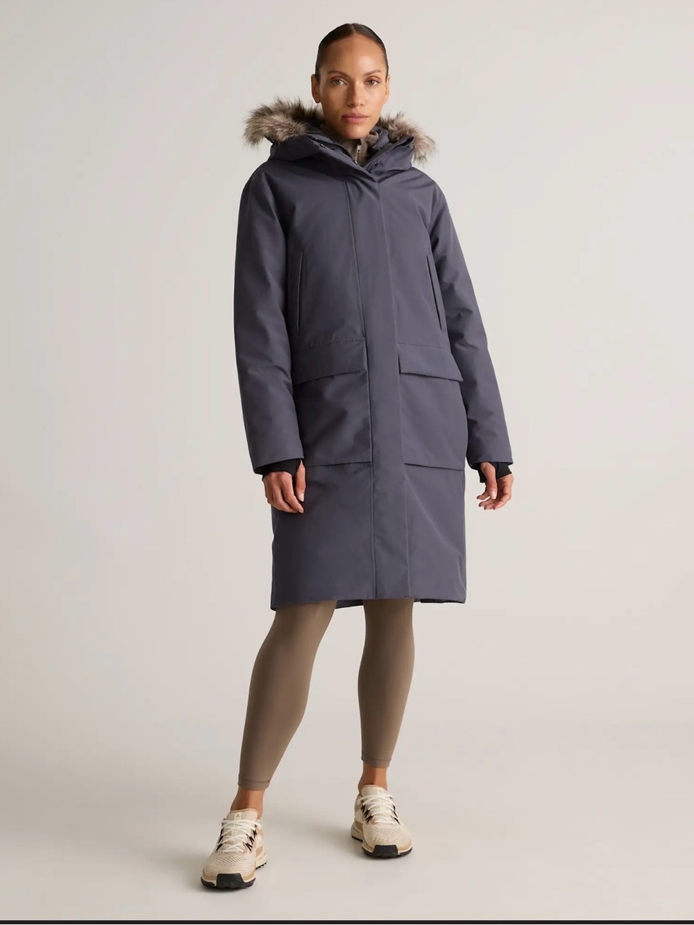 Quince Responsible Down Long Parka Jacket in Carbon Grey Size Small 1269
